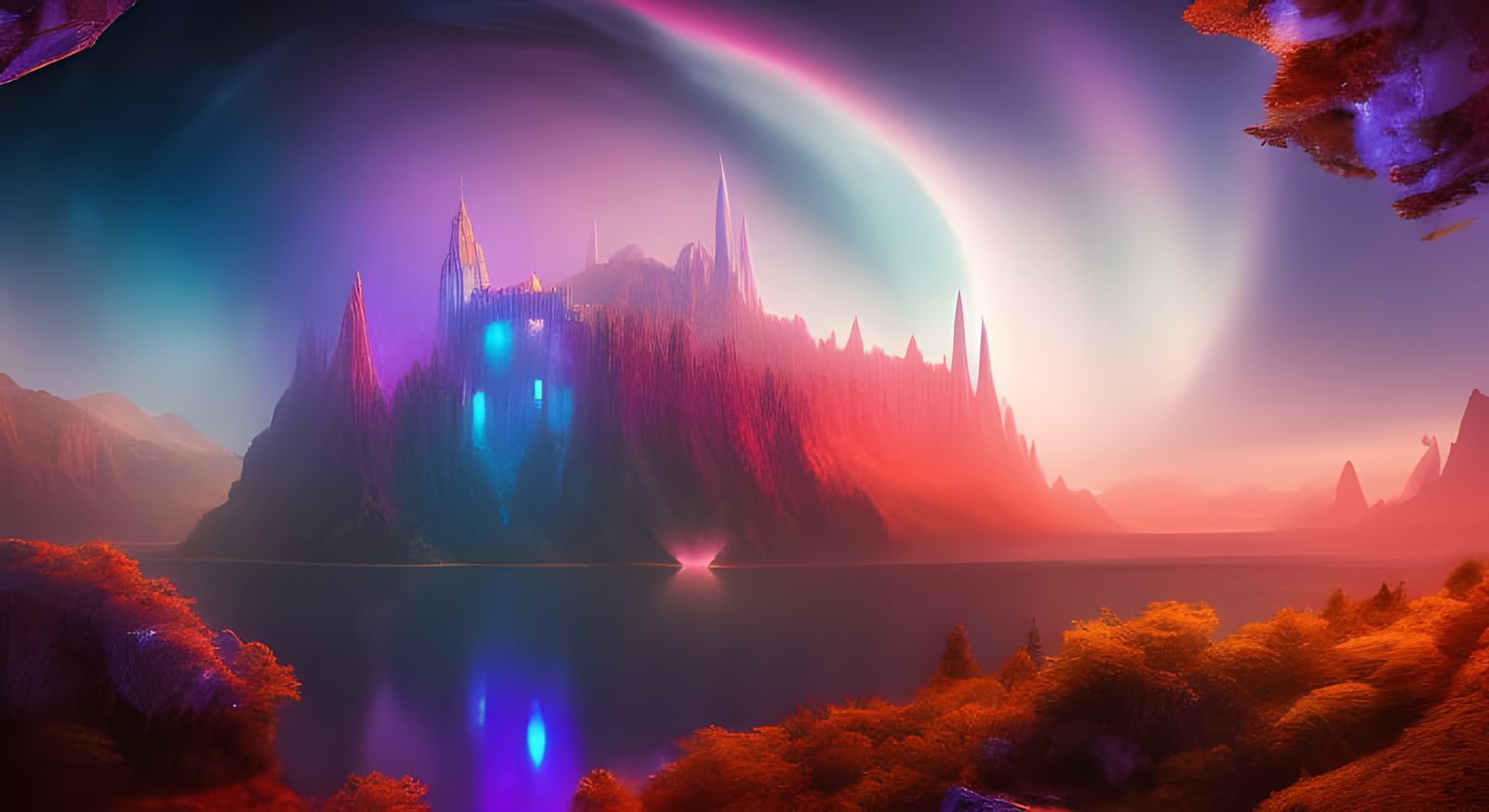 Dream Castle Nebula Shines: A Digital Painting