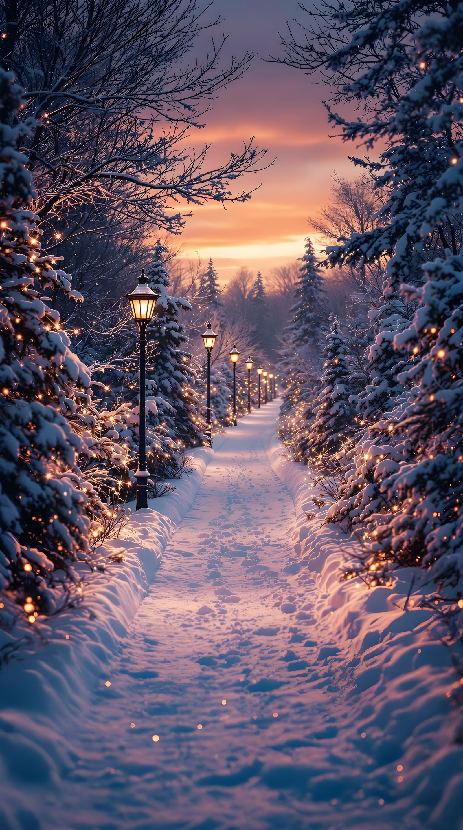 Ethereal Winter Wonderland in Golden Hour