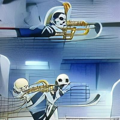 Anime Skeleton Playing Trombone