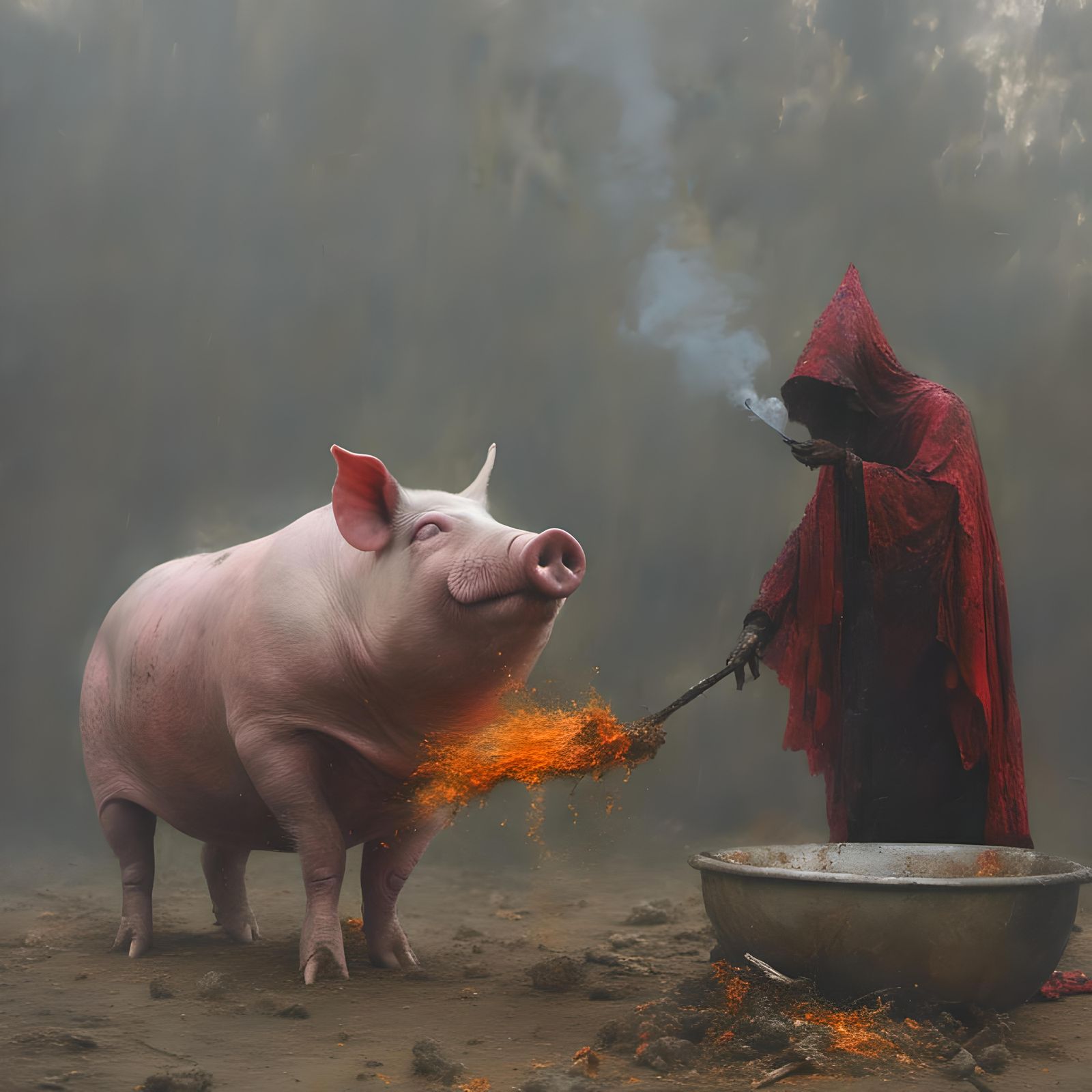 Evil Prince Feasting: A Dark Oil Painting