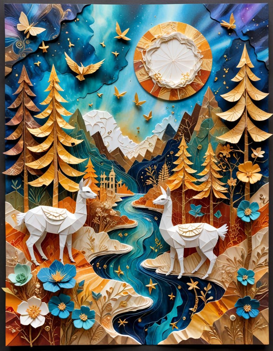 Alpaca and Duckling in a Textured Paper World