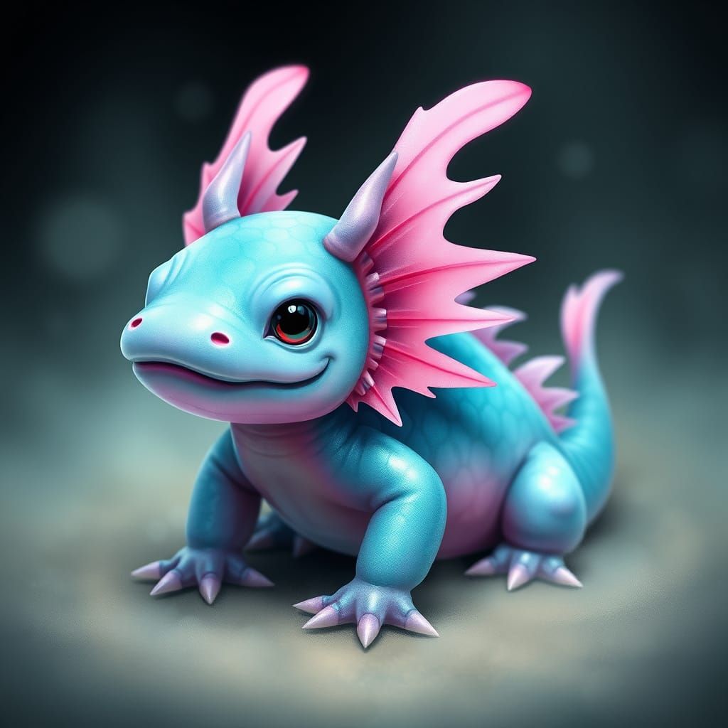 Whimsical Axolotl Dragon Embodies Mythical Majesty