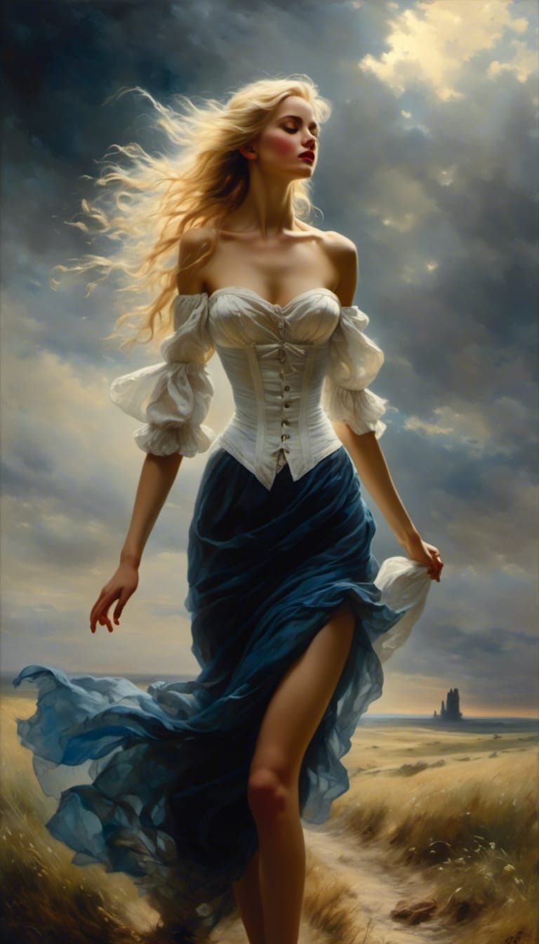 Beautiful Woman with Blonde Hair in Chiaroscuro Lighting