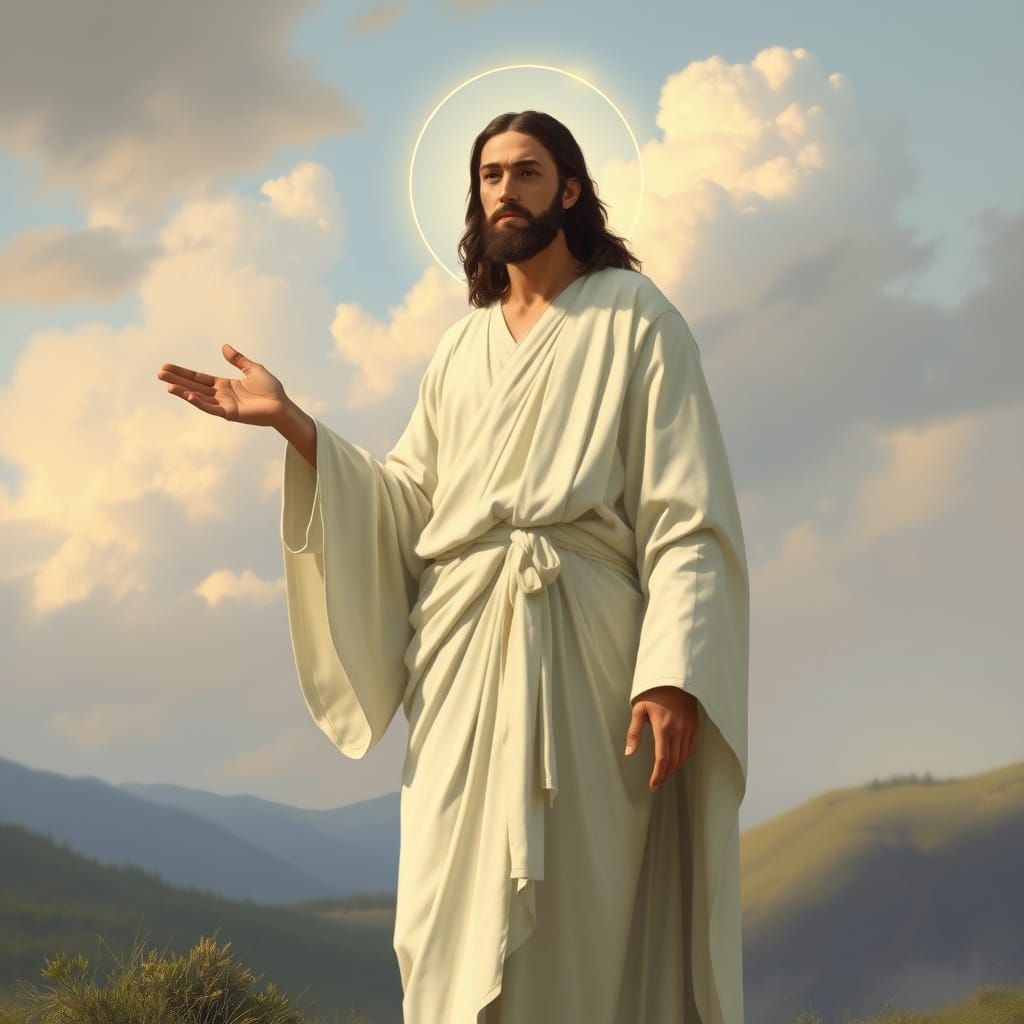 Mystical Jesus in a Dreamlike Landscape