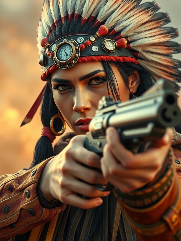 Native American Gunslinger with Steampunk Engine: Cinematic ...