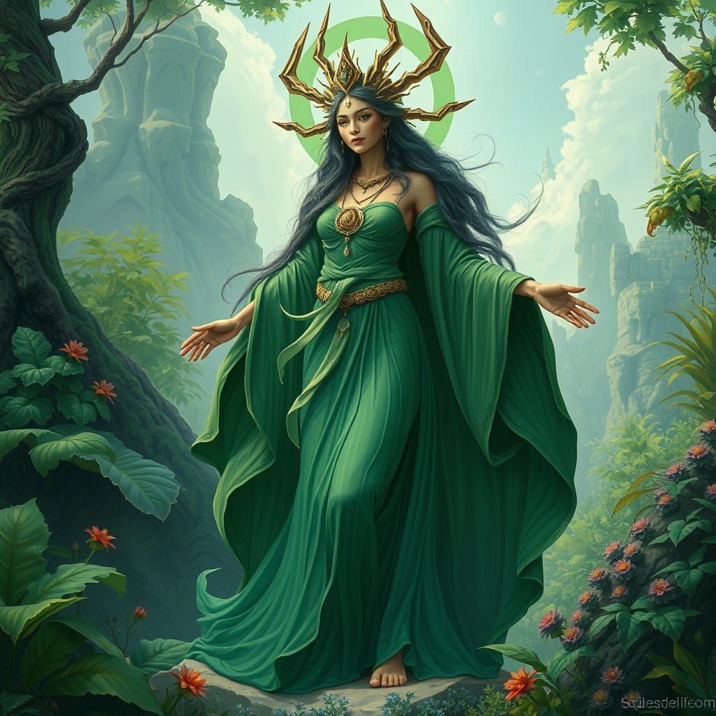 Gaia, Earth Goddess, in Digital Painting Style