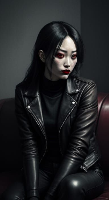 Eerie Horror Concept Art: Momo Ayase on Sofa