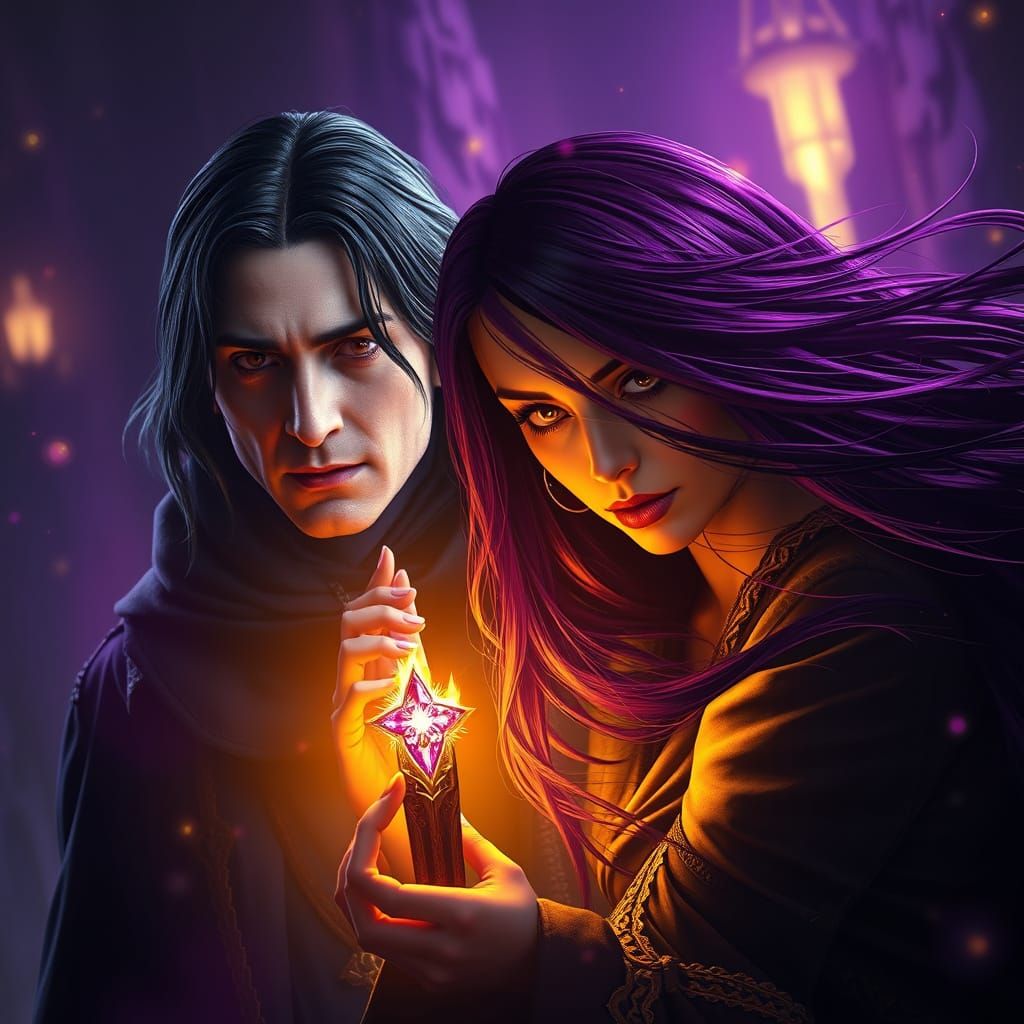 Snape and Lady in Dark Fantasy Art Style