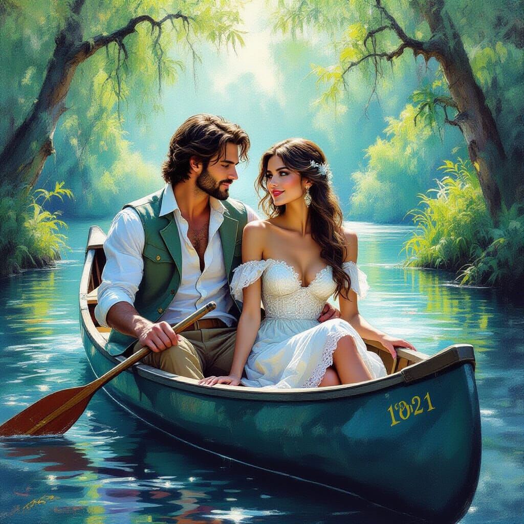 Canoe Ride: Ethereal Charcoal Fantasy in Summer