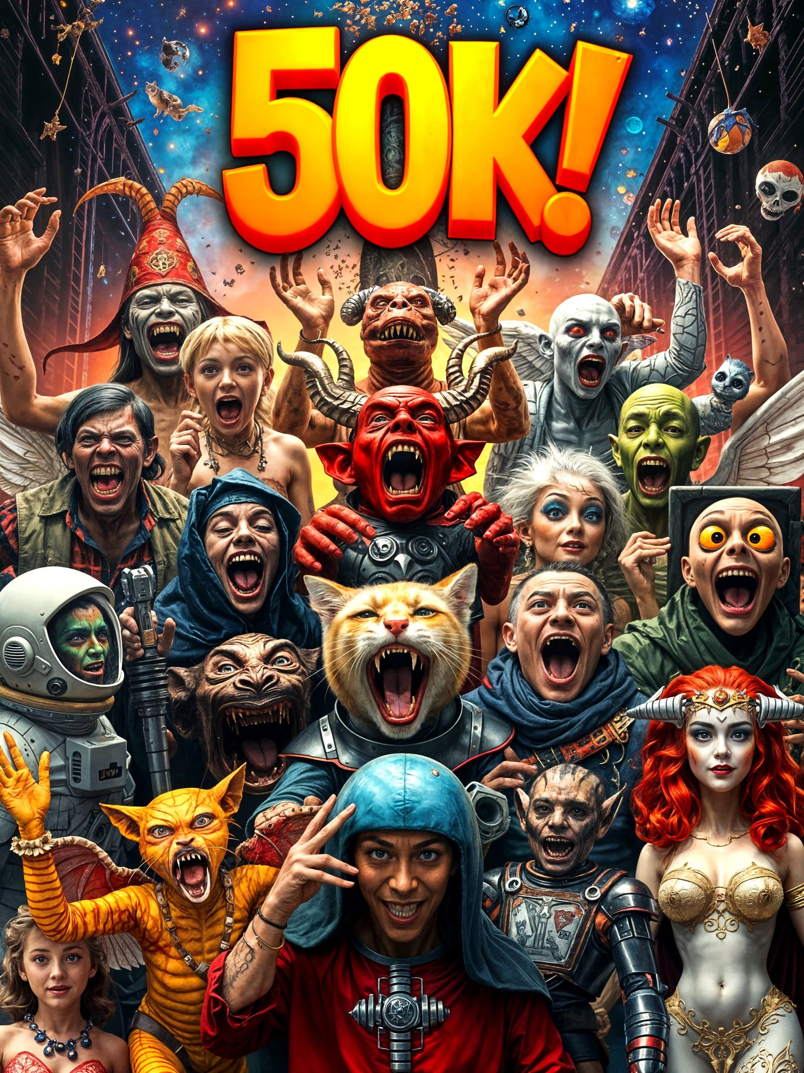 Eclectic Celebration with Diverse Characters