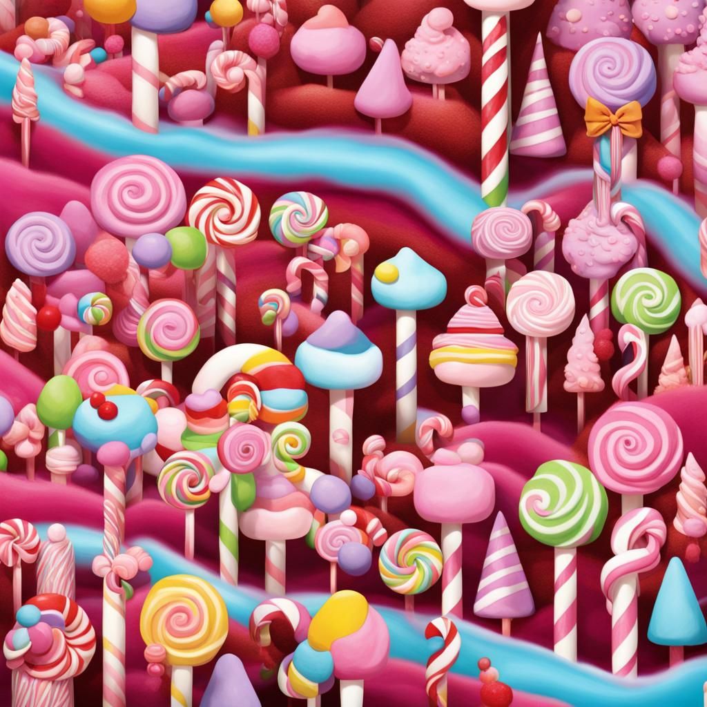 A Whimsical Candyland Landscape of Sweets