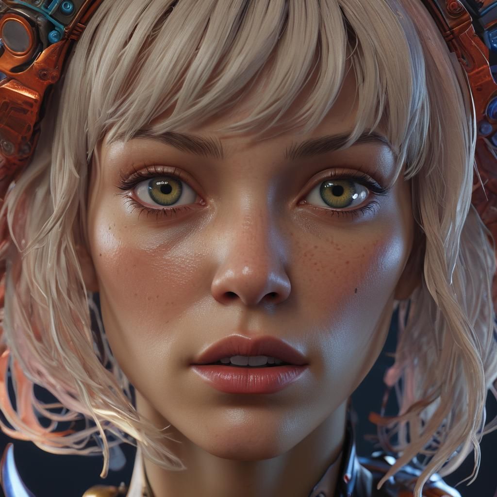 Hyper-detailed Alien Portrait with Wig in Artgerm Style