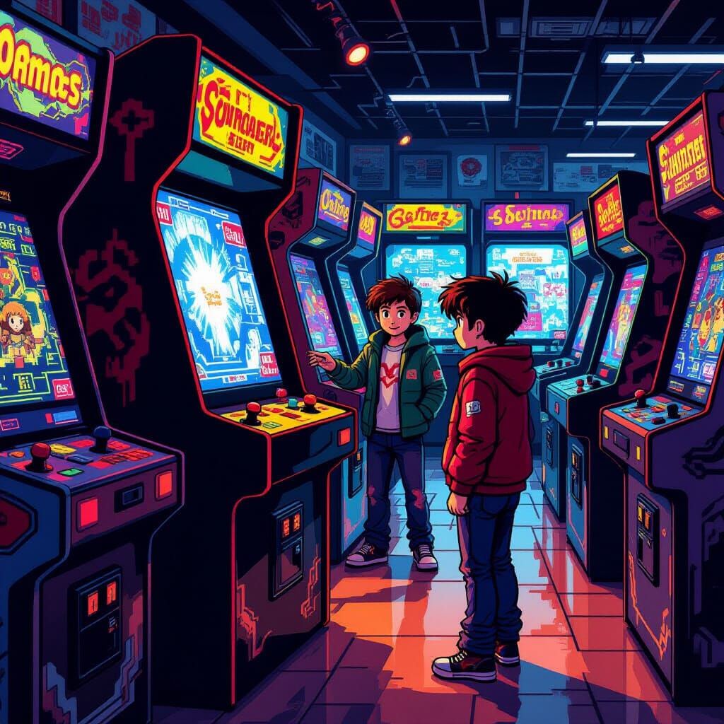 Pixel Art Arcade Characters Emerge to Interact