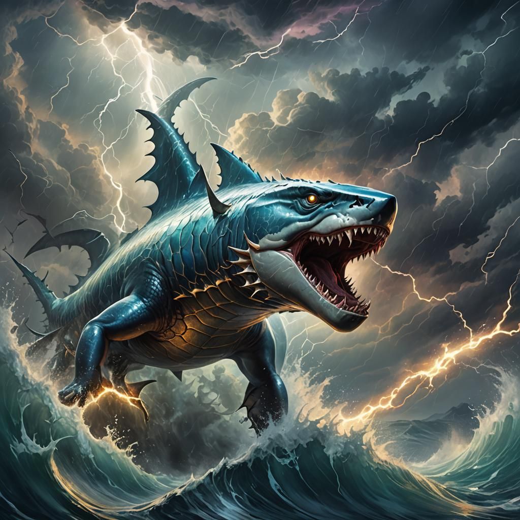 Dragon-Shark Air Elemental in Fantasy Art Style