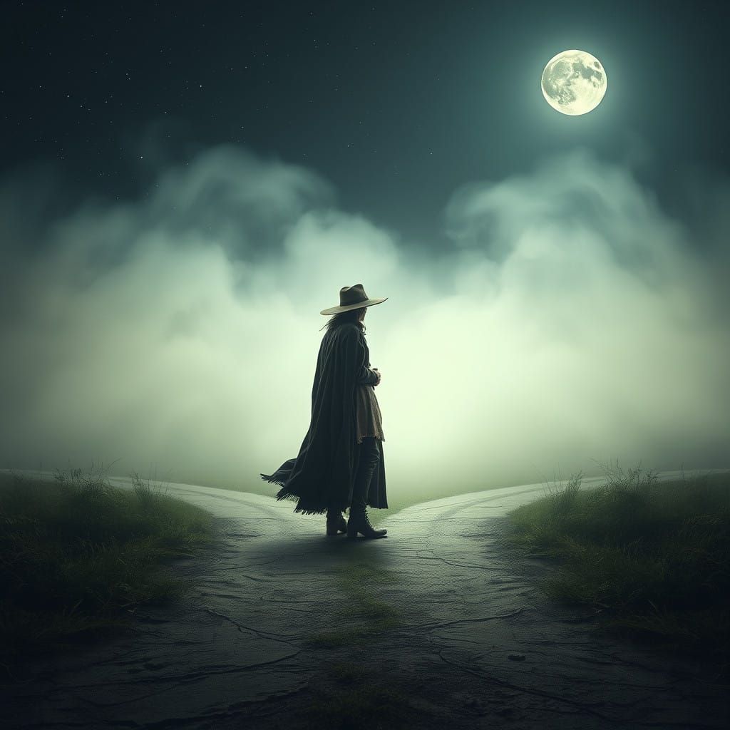 Mysterious Traveler Stands at Cosmic Crossroads