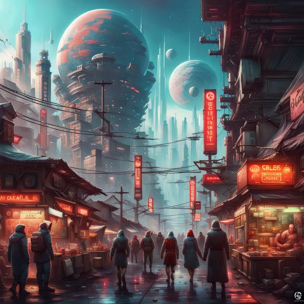 Majestic Intergalactic Cityscape in Hyperdetailed Fantasy Ar...