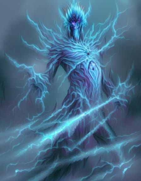 Intricate Ice Wraith: Dark Fantasy Elemental Art