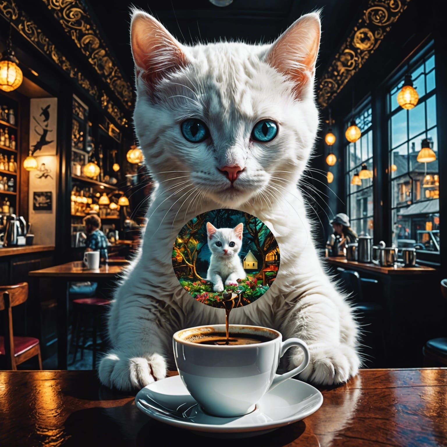 Surreal Kitten Double Exposure Collage Art