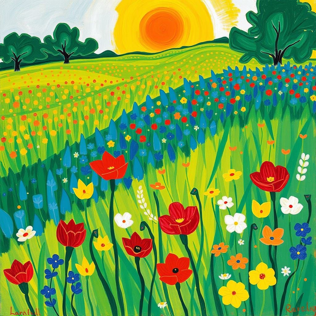 Fauvist Landscape of Vibrant Greenery