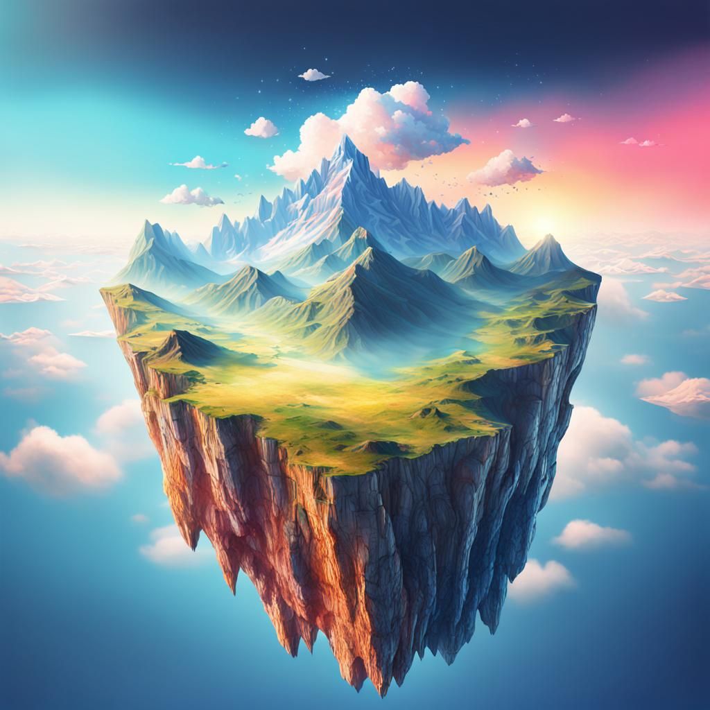 Upside Down Mountain Range in Sky: Fantasy Art