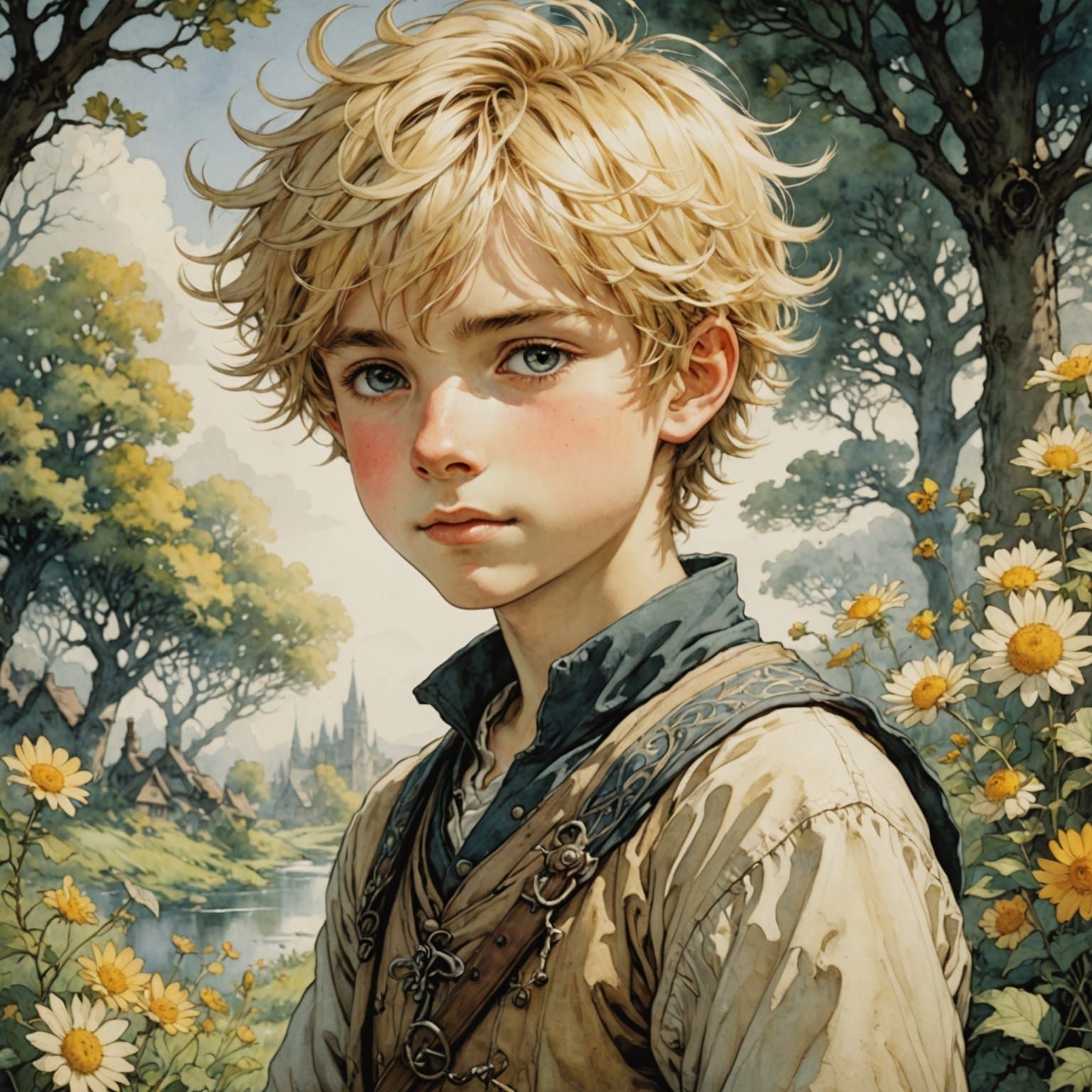 Innocent Blond Boy Radiates Goodness in Sunny Light