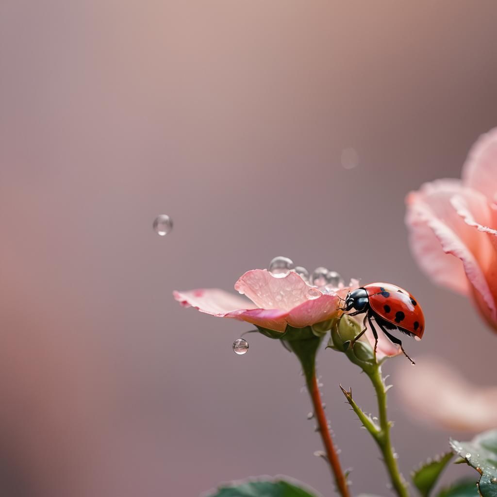 Ladybug Taking Flight: Macro Photography in Pastel Colors