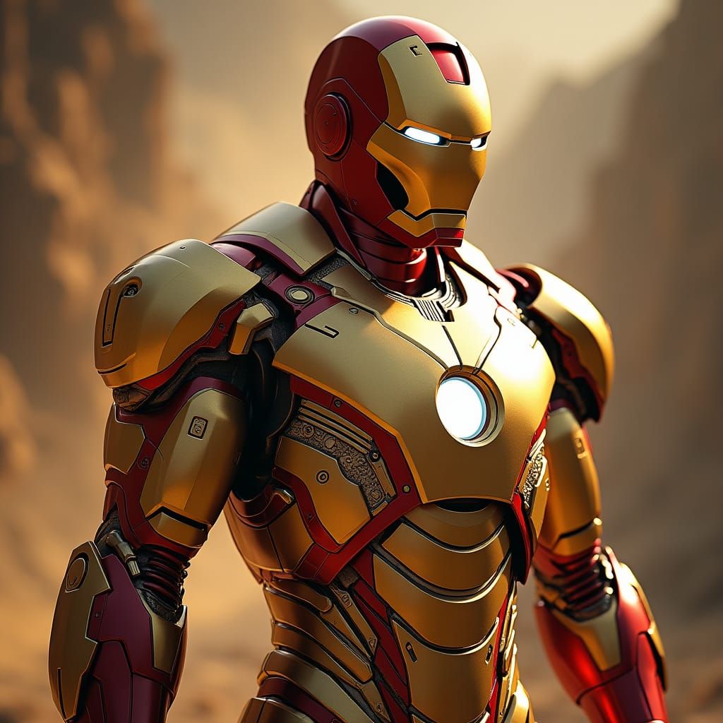 Iron Man in Gold Armor: Comic Book Art