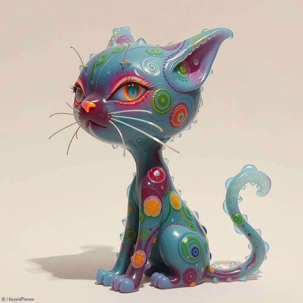 Sugar Sculpted Cat in Whimsical Anime Style