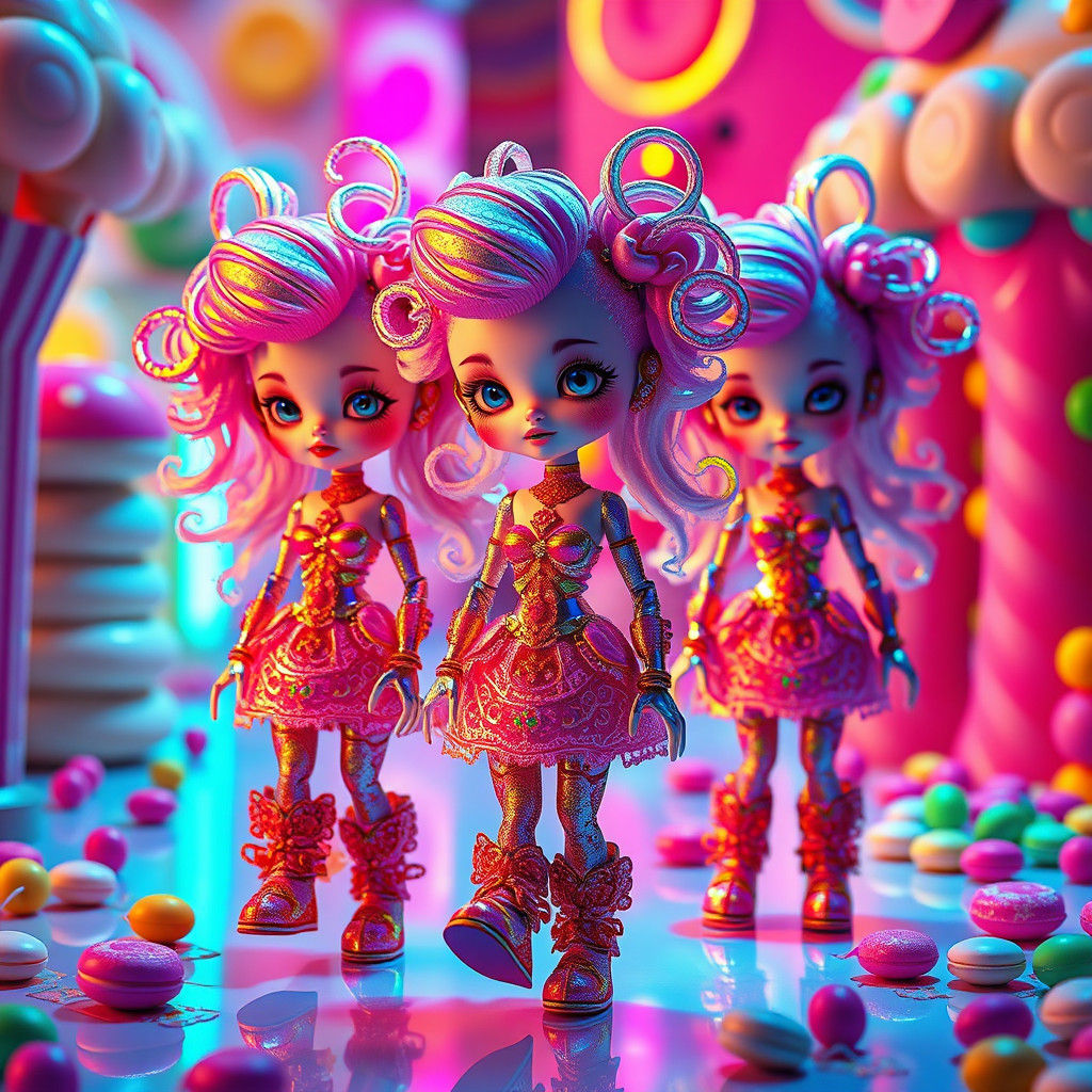Whimsical Cyberpunk Dolls Explore Candyland