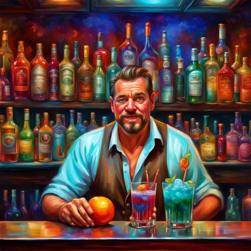 A Chicago Bartender who makes wildly colorful Mixed drinks i...