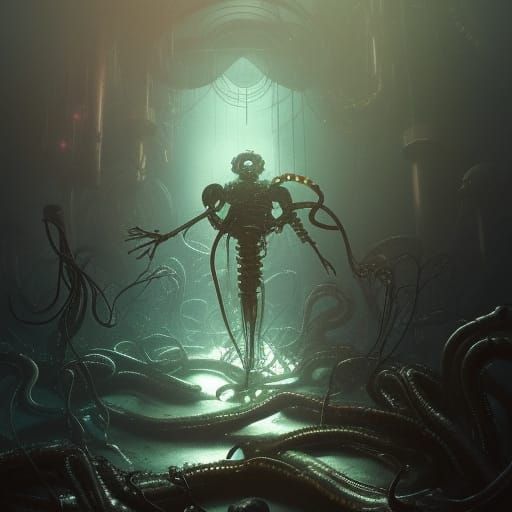 Eldritch Cybernetic Horror in Bio-punk Aesthetic