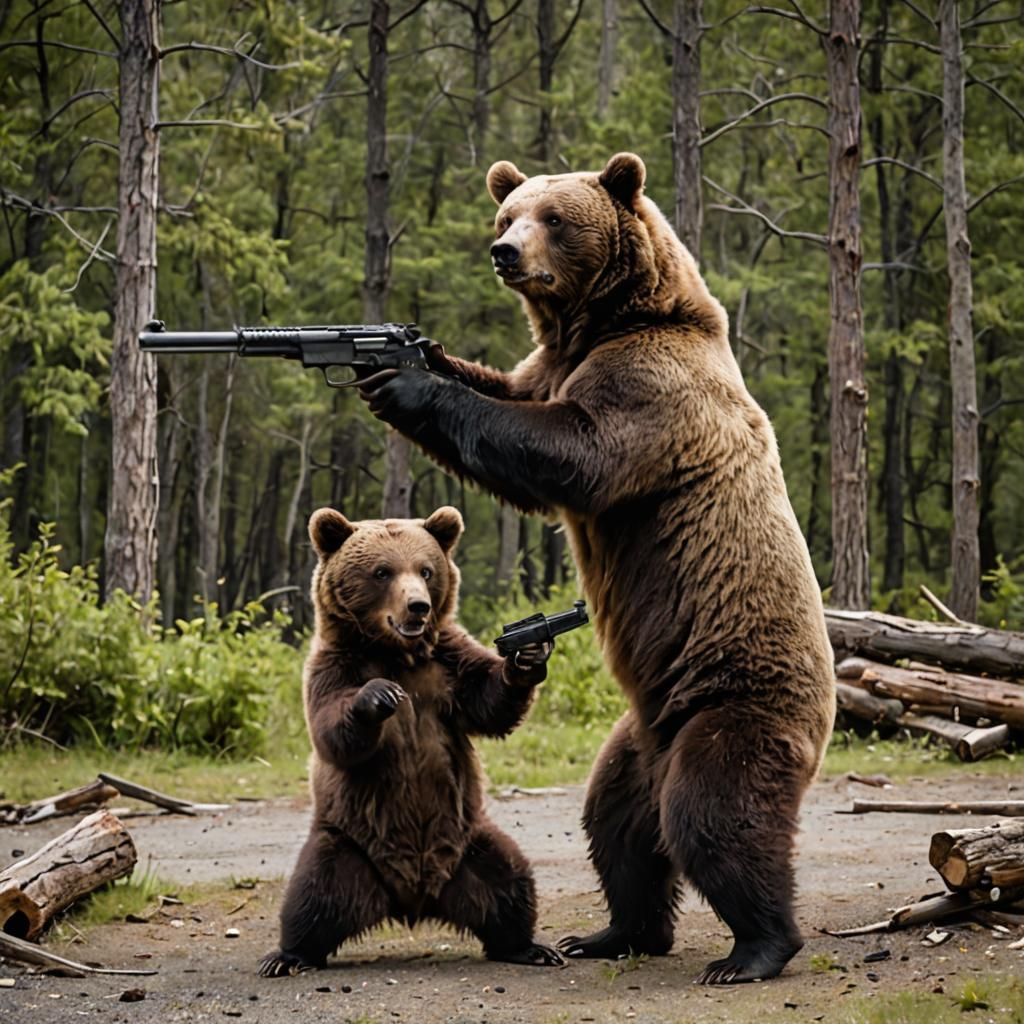 Two Bears Engage in a Gun Fight