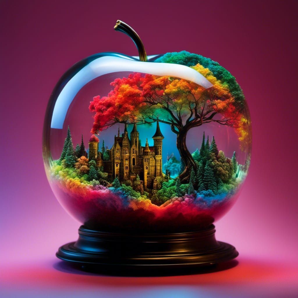 Magical World in Glass Apple: Vibrant Colors