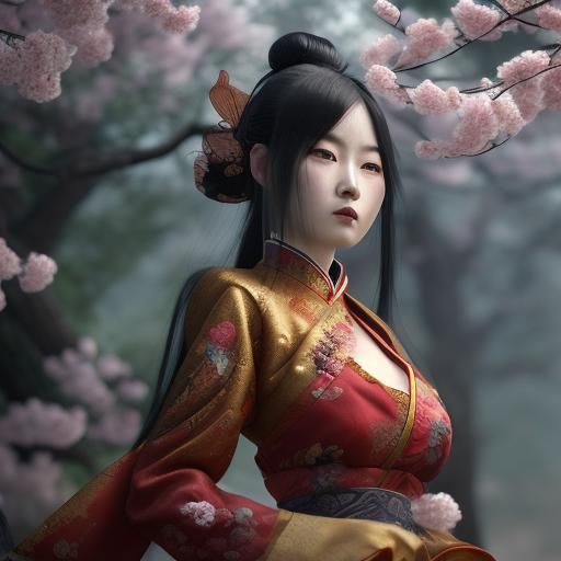 Anime Fox Goddess Daji in Imperial Silk