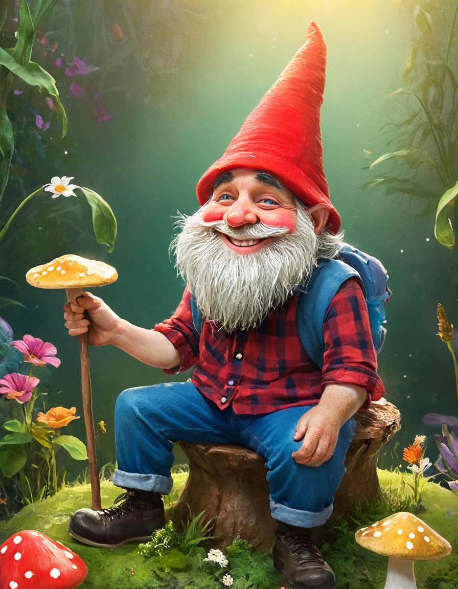 Whimsical Gnome Fisherman in Fantasy Illustration