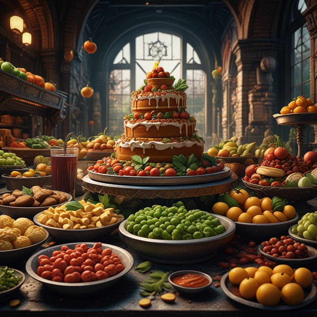 Fantastical Food Day Celebration In Deep Colors