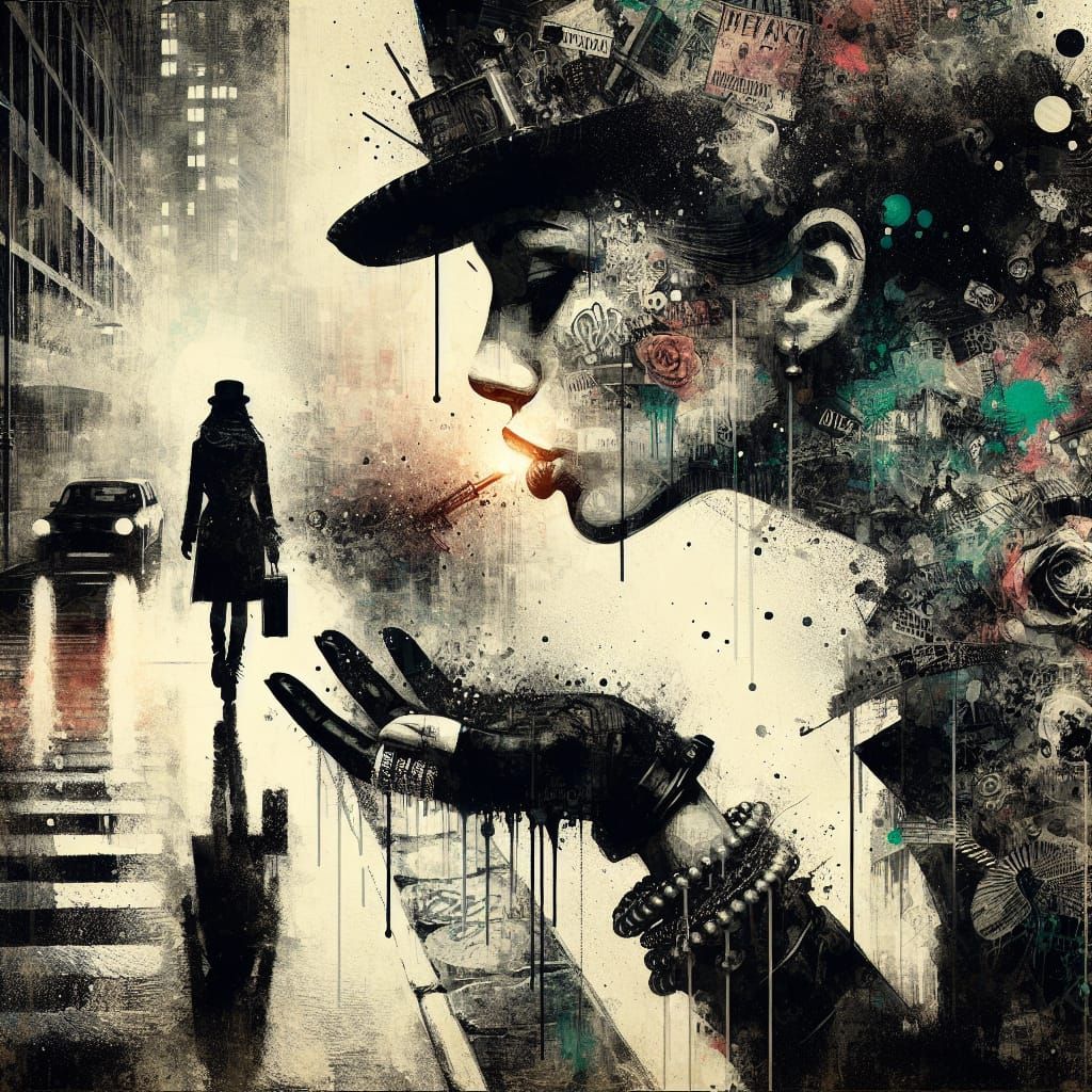 Surreal Hypermaximalist Art: Woman on Urban Street