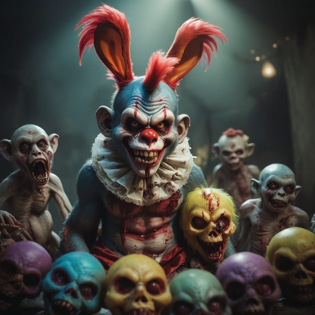 Cinematic Zombie Monkey Horror in 35mm Film Style