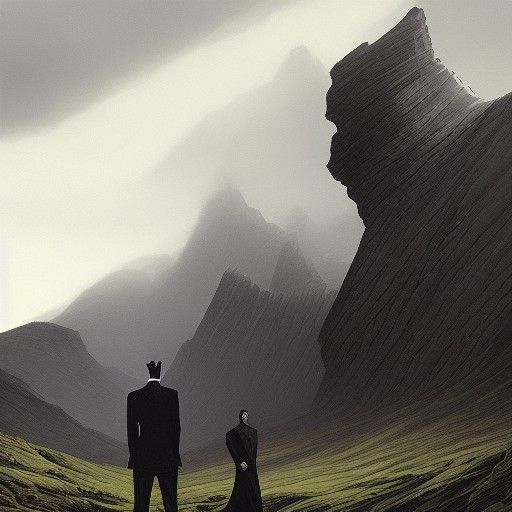 Sinister Faceless Man in Black Suit, Dark Fantasy