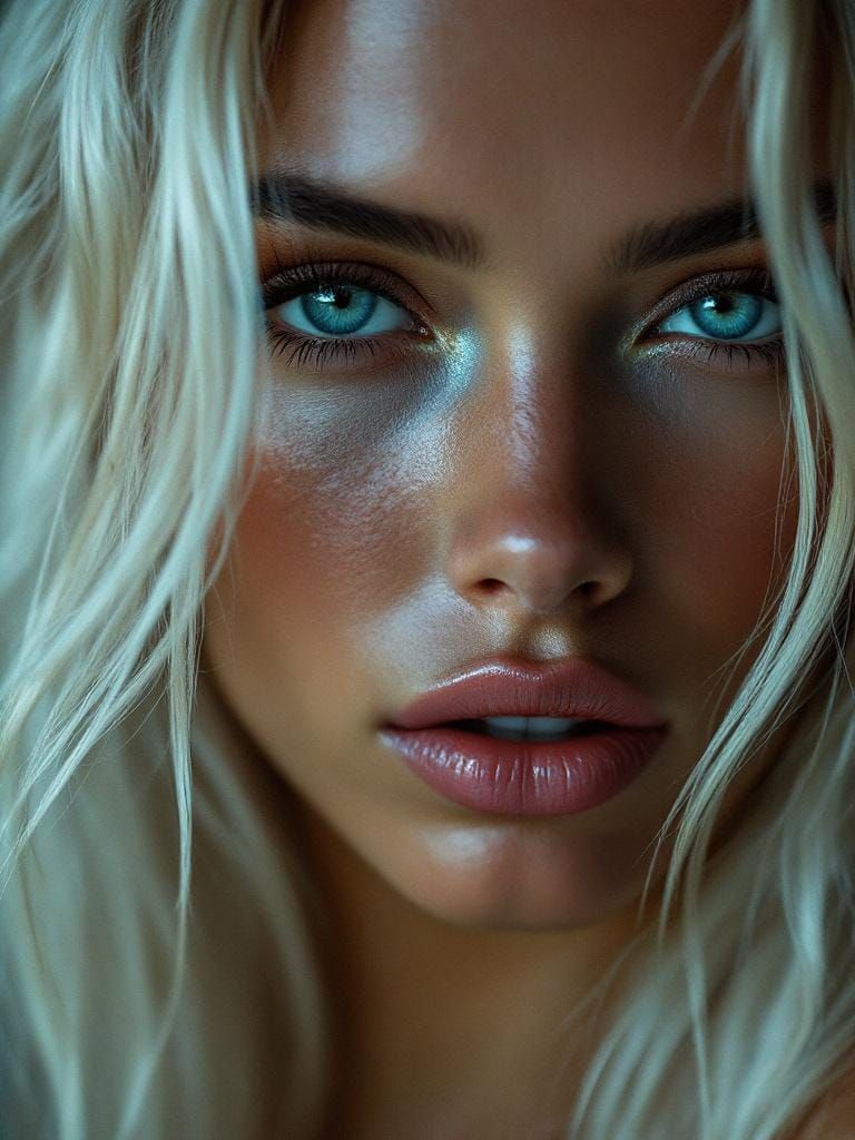Stunning Blonde Woman: Hyperrealistic Fashion Editorial Port...