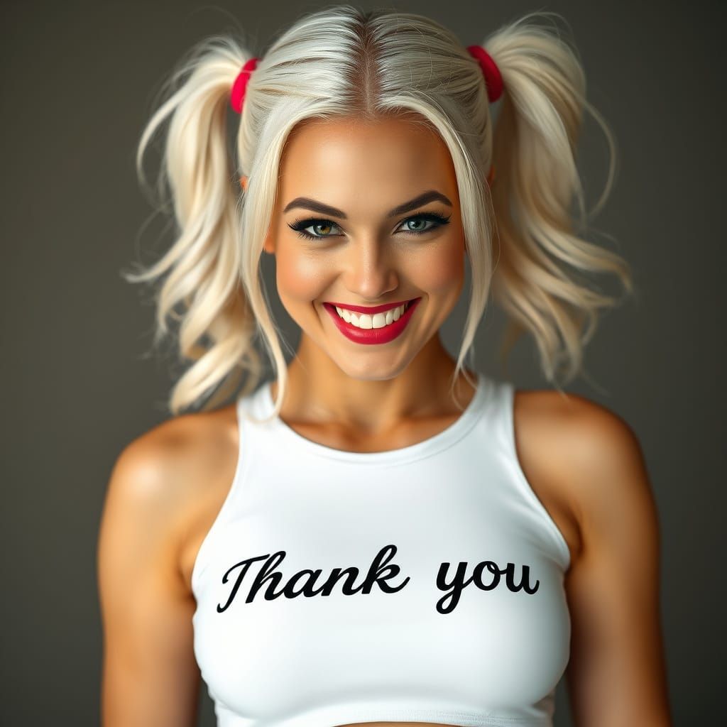 Ultra-Realistic Woman with Pigtails and Big Smile in Fitted ...