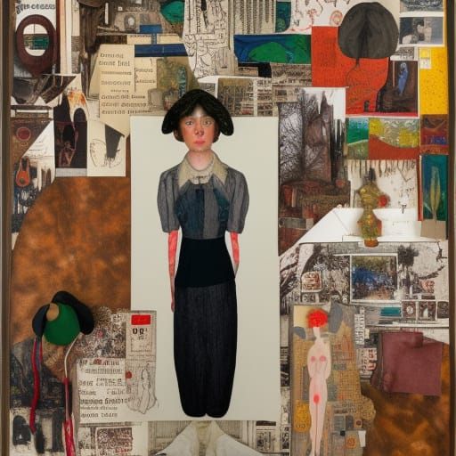 Girl in Park: Expressionist Collage in 8K