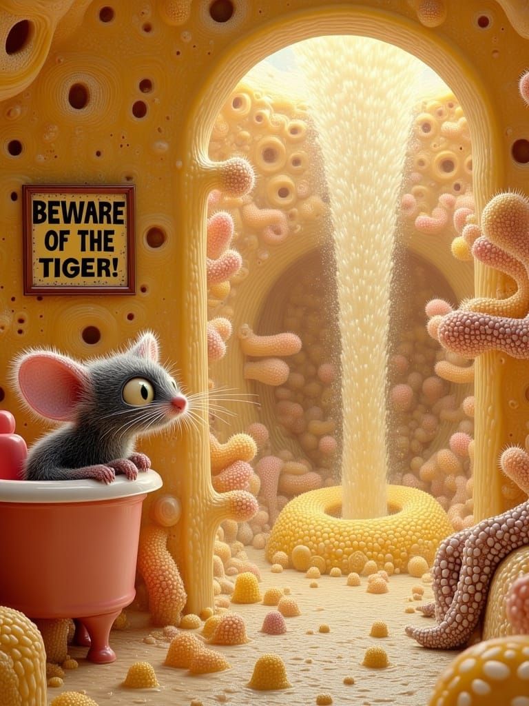 Surreal Cheese Adventure with a Brave Little Mouse