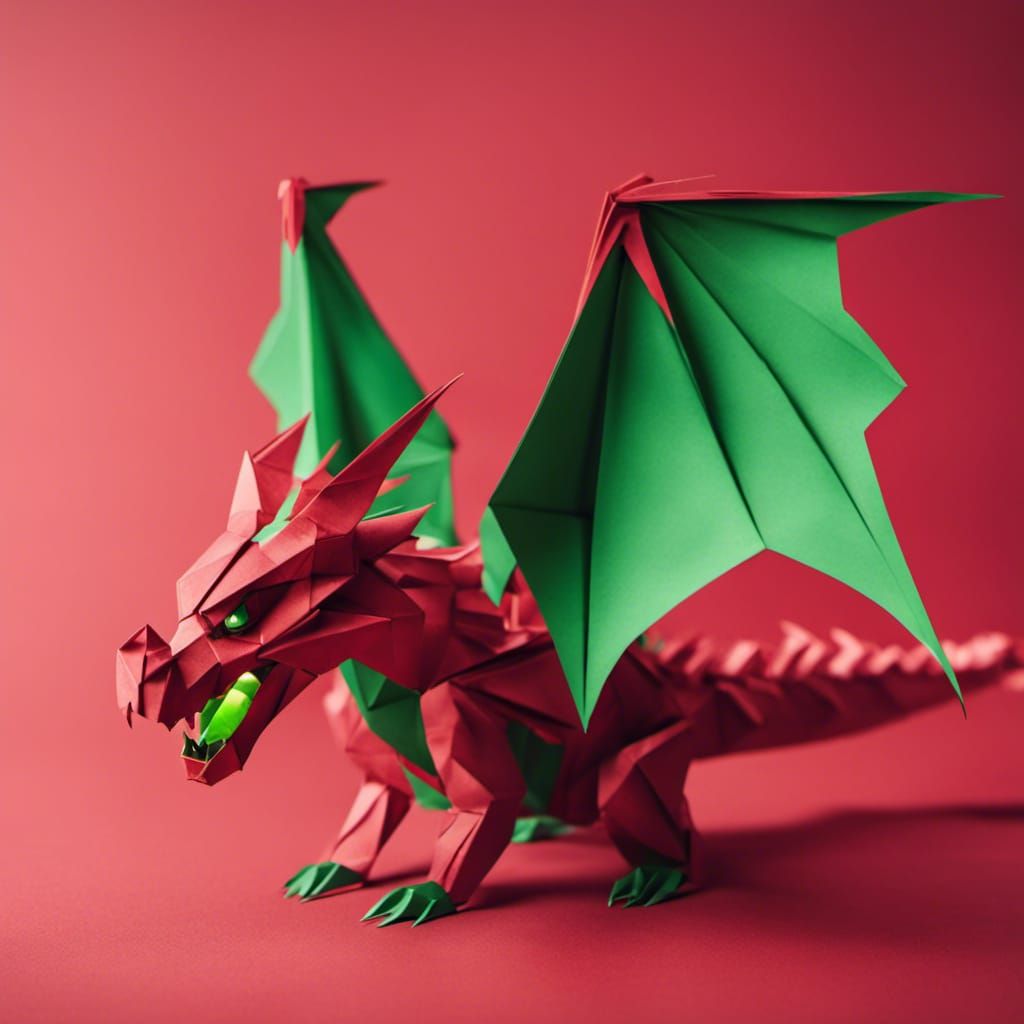 Fiery Red Dragon Origami Papercraft