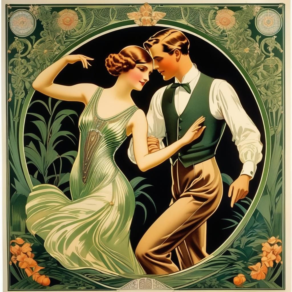 Art Deco Couple Dancing the Charleston