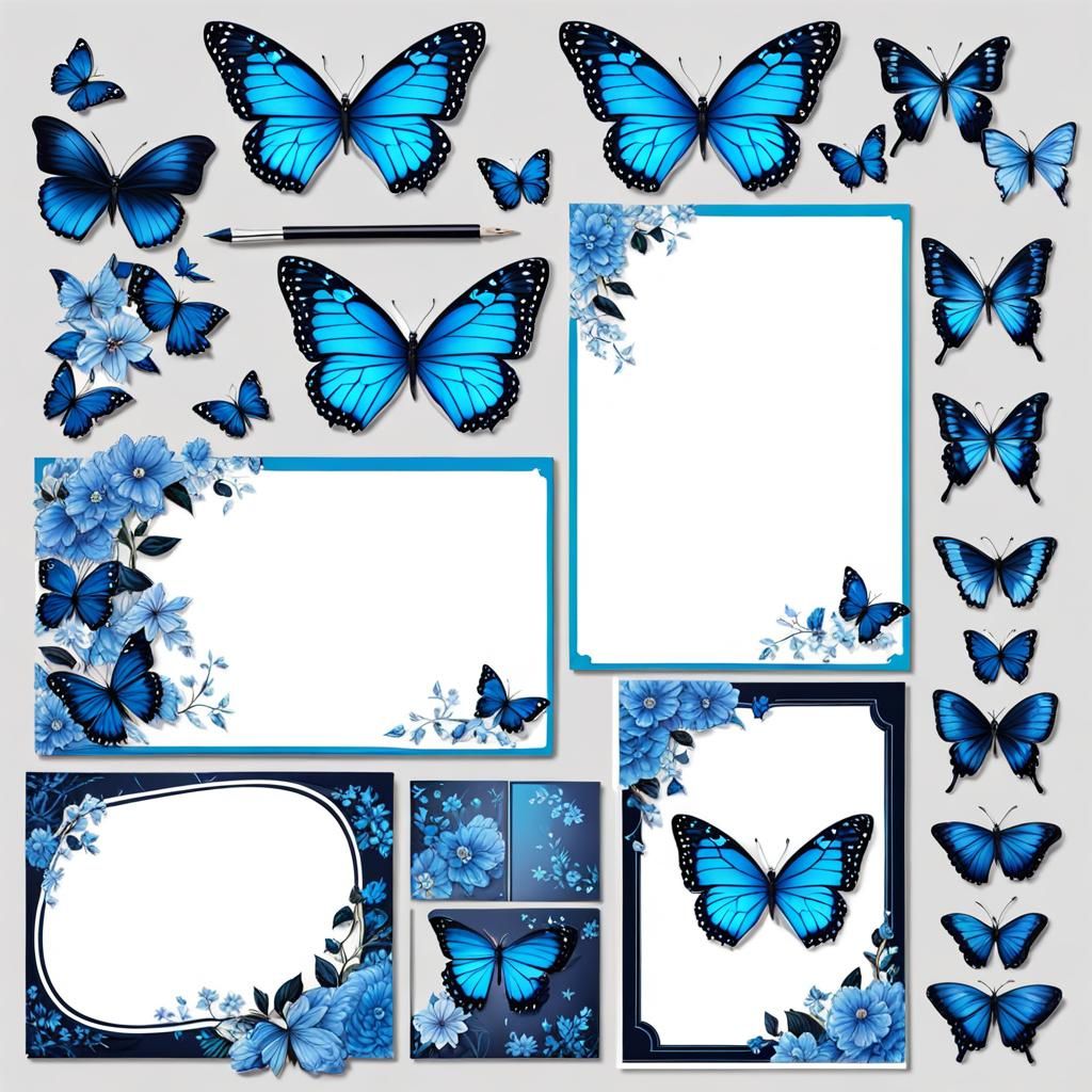Blue Butterfly Notepad in Anime Style