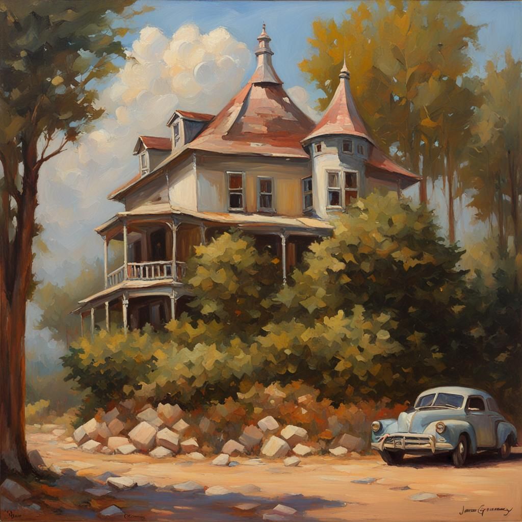House of Dial Tones as Oil Painting
