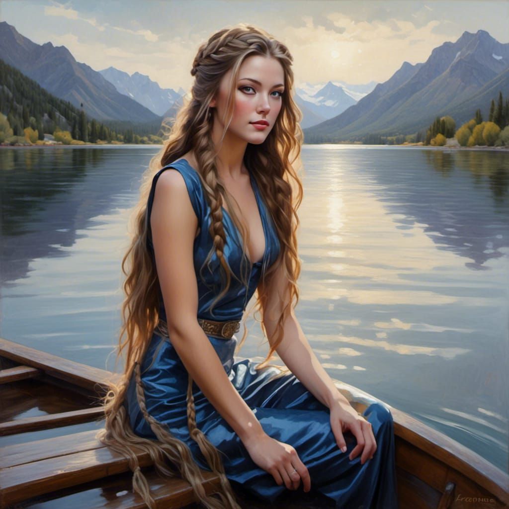 Serene Woman on Dock Enjoying Lakeside Sun