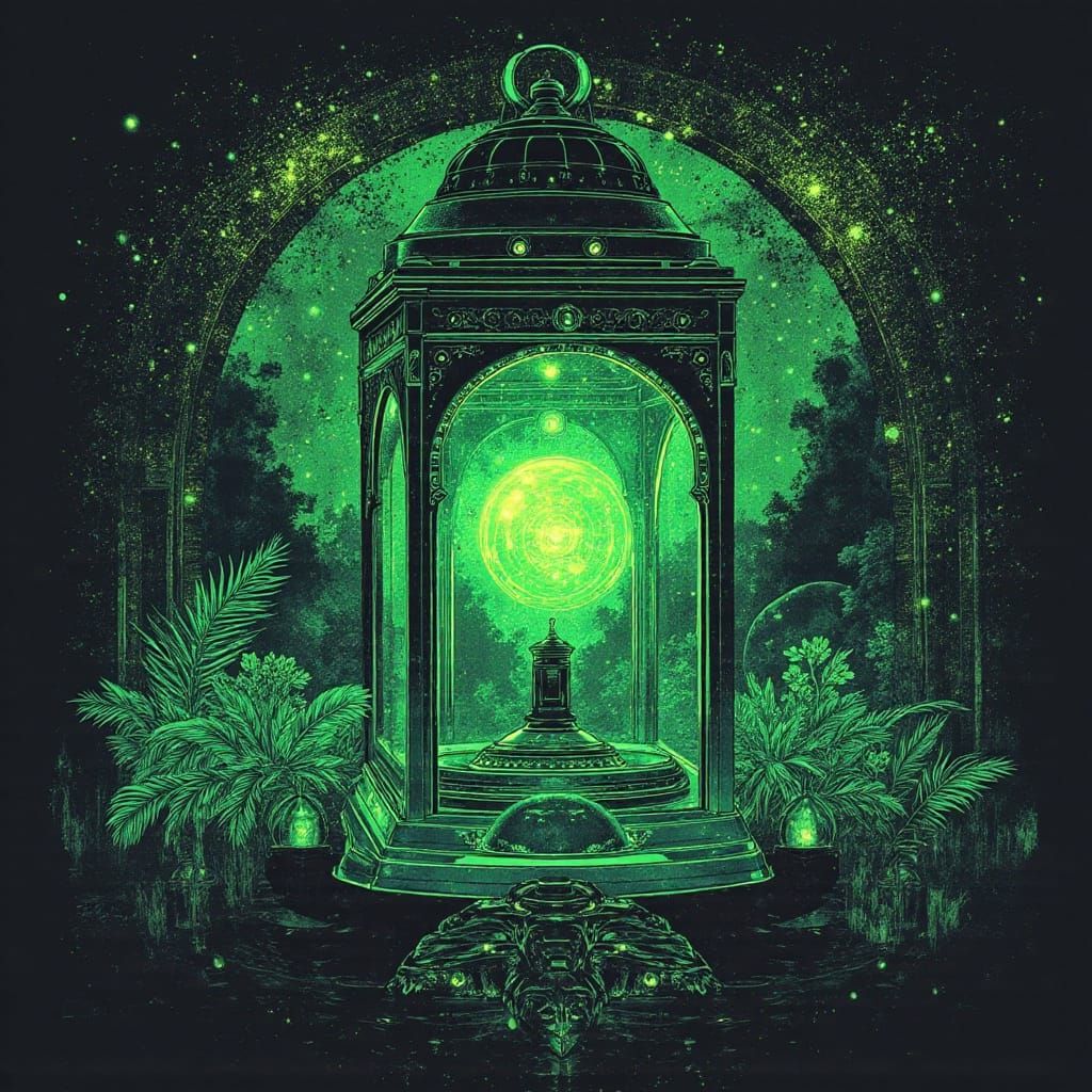 Solarpunk Lanterns in a Futuristic Garden