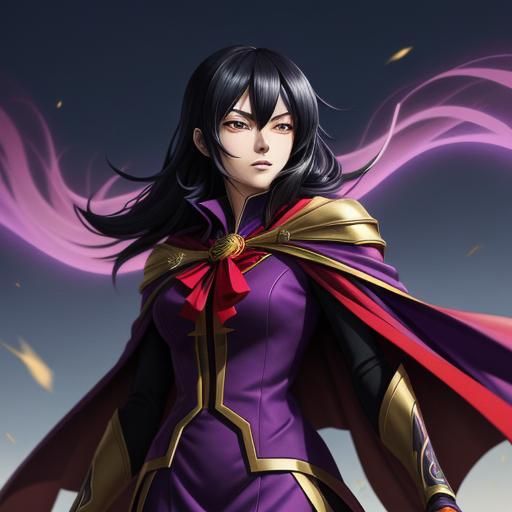 Anime Wizard in Purple Suit, Manga Style